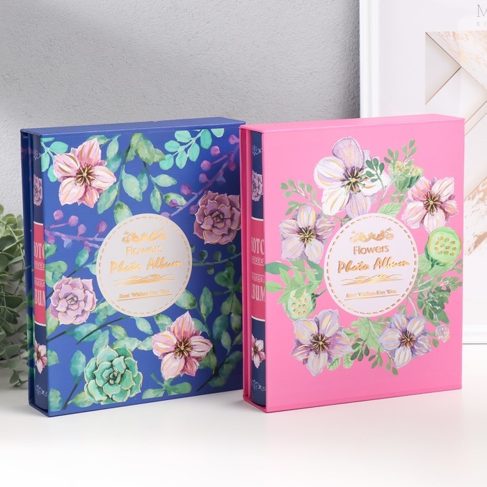 Фотоальбом на 100 фото 10х15 см  Фотоальбом на 100 фото 10х15 см "Лесные цветы" в коробке МИКС 26,5х21х5,3 см