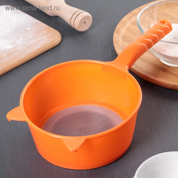 Сито для просеивания с ручкой «Ушки», d=15,5 см, цвет МИКС Сито для просеивания с ручкой «Ушки», d=15,5 см, цвет МИКС