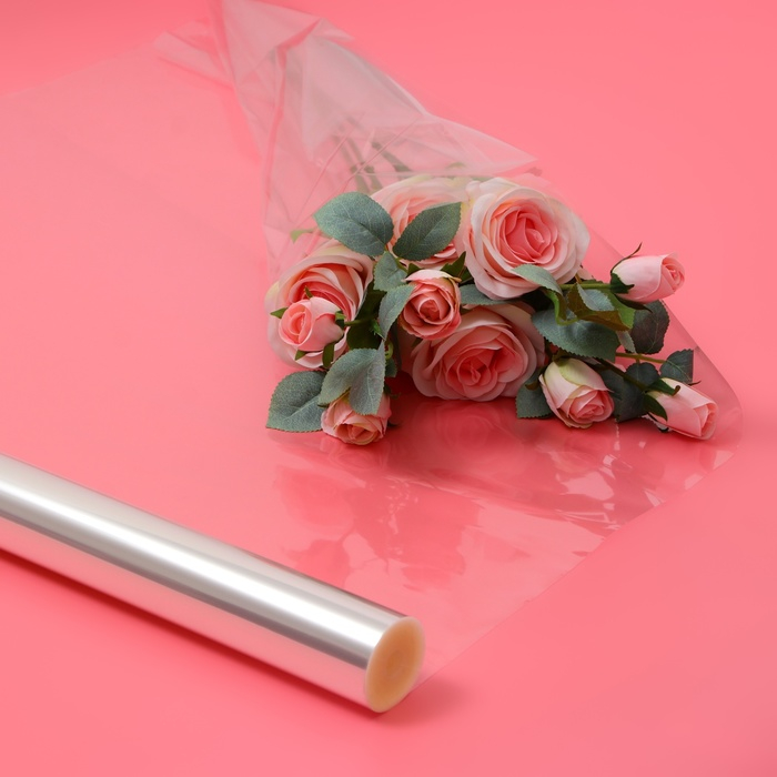 Плёнка для цветов прозрачная 0,7 х 37,5 м, 1000 г, 40 мкм Плёнка для цветов прозрачная 0,7 х 37,5 м, 1000 г, 40 мкм