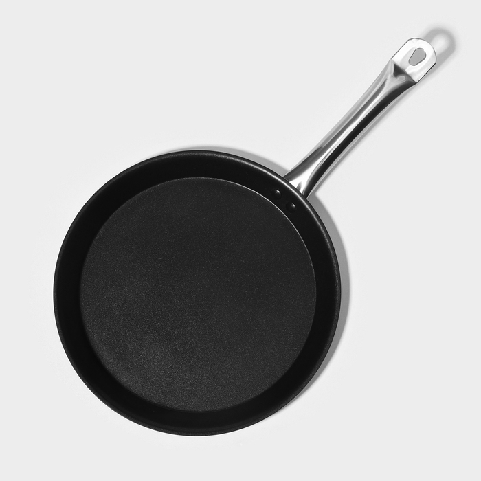 Сковорода блинная из нержавеющей стали «Общепит», d=28 см, толщина корпуса 0,6 мм, капсульное дно 3,5 мм, антипригарное покрытие, индукция Сковорода блинная из нержавеющей стали «Общепит», d=28 см, толщина корпуса 0,6 мм, капсульное дно 3,5 мм, антипригарное покрытие, индукция