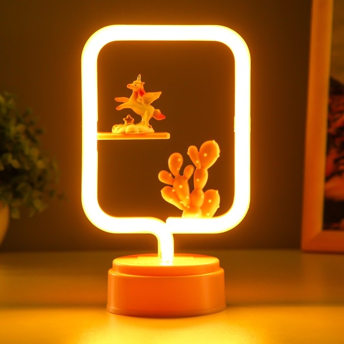 Ночник Ночник "Единорог" LED 4000К 2хАА розовый 20х8,5х8,5см RISALUX