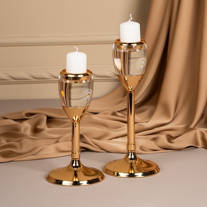 Подсвечник металл, стекло на 1 свечу «Безмятежность» цвет золото 11 х 11 х 21 см Подсвечник металл, стекло на 1 свечу «Безмятежность» цвет золото 11 х 11 х 21 см