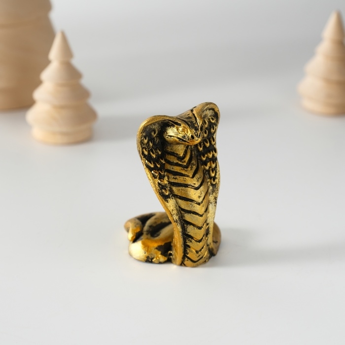 Сувенир полистоун Сувенир полистоун "Кобра королевская" чёрно-золотая 3,3х6 см