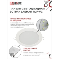 Панель светодиодная IN HOME RLP-VC, 12 Вт, 230 В, 4000 К, 960 Лм, 145x30 мм, круглая, белая