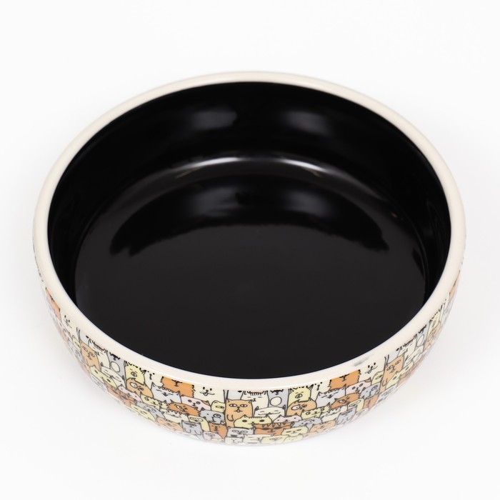 Миска керамическая  Миска керамическая "Графичная Собаки" 300мл, 12 х 3,5 см, бежево-черная