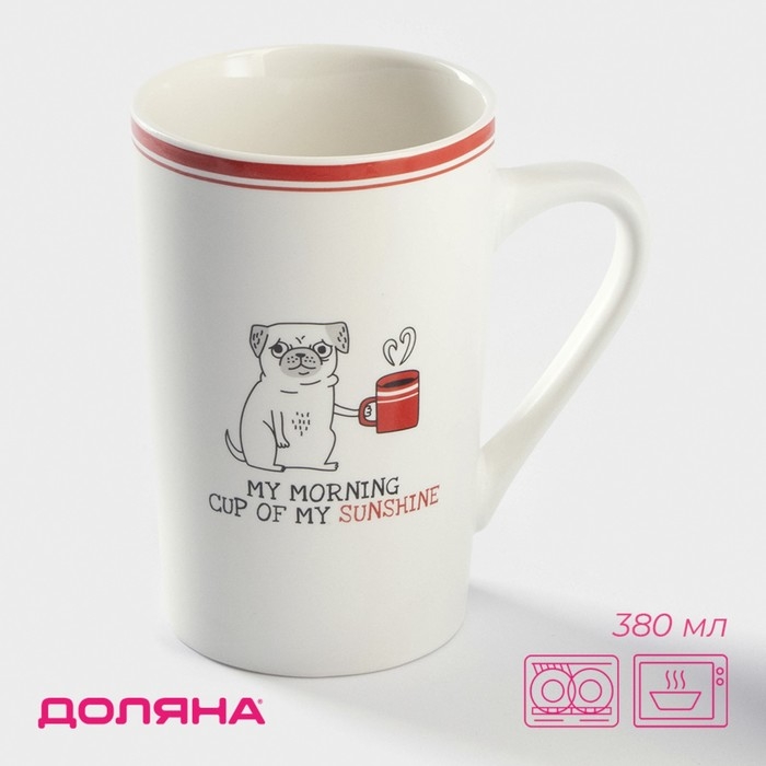 Кружка фарфоровая Доляна «Понедельник», 380 мл, цвет белый Кружка фарфоровая Доляна «Понедельник», 380 мл, цвет белый