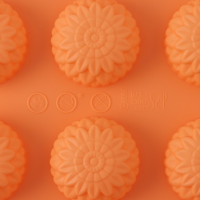 Форма для конфет и шоколада «Цветы. Хризантема», силикон, 29×17×2 см, 15 ячеек, цвет оранжевый Форма для конфет и шоколада «Цветы. Хризантема», силикон, 29×17×2 см, 15 ячеек, цвет оранжевый