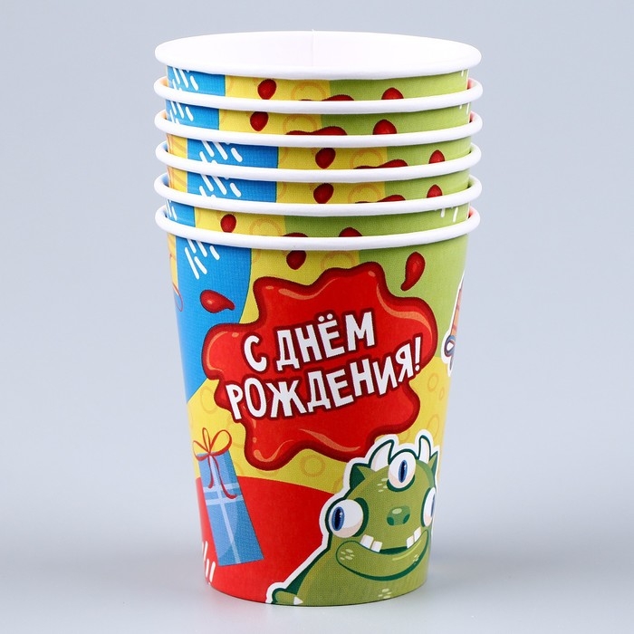 Набор бумажной посуды одноразовый Монстрики»: 6 тарелок, 1 гирлянда, 6 стаканов Набор бумажной посуды одноразовый Монстрики»: 6 тарелок, 1 гирлянда, 6 стаканов