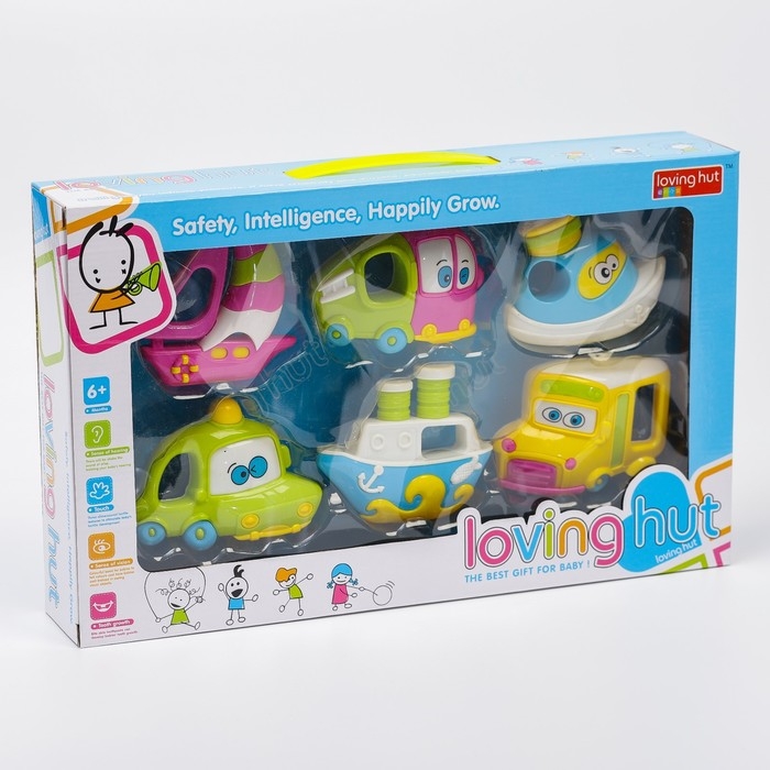 Набор погремушек «Розовый слон. Машинки», 6 шт., подарочная упаковка Набор погремушек «Розовый слон. Машинки», 6 шт., подарочная упаковка