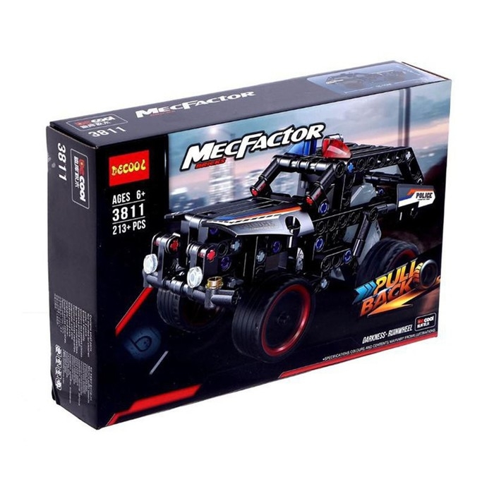 Конструктор с инерционным механизмом «Полицейский джип», 213 деталей Конструктор с инерционным механизмом «Полицейский джип», 213 деталей