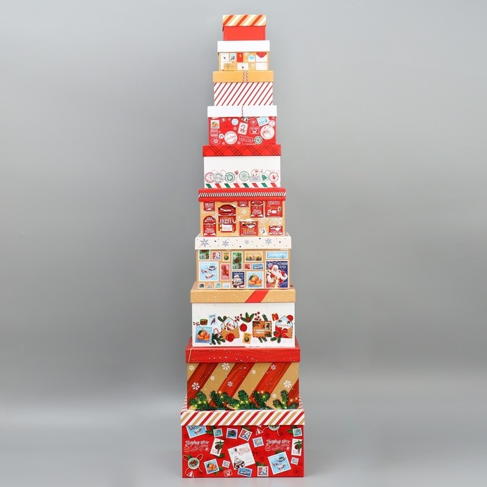 Набор подарочных коробок 10 в 1 «Новогоднее послание», 10 х 10 х 6 – 28 х 28 х 15 см, Новый год Набор подарочных коробок 10 в 1 «Новогоднее послание», 10 х 10 х 6 – 28 х 28 х 15 см, Новый год