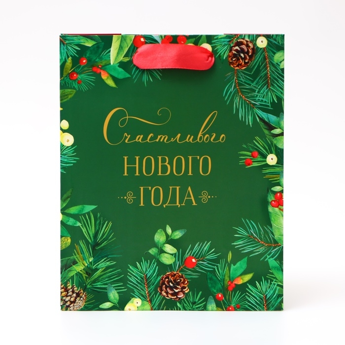 Пакет подарочный "Счастливого Нового года", 18 х 22,3 х 10 см