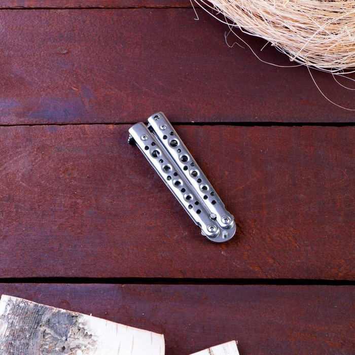 Нож-бабочка Нож-бабочка "Серебро" 15,7см, клинок 69мм/1мм, серебристый