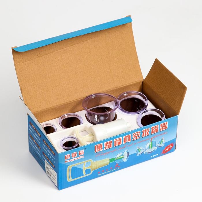 Банки акупункционного действия для вакуумного массажа с насосом, набор 6 шт. Банки акупункционного действия для вакуумного массажа с насосом, набор 6 шт.