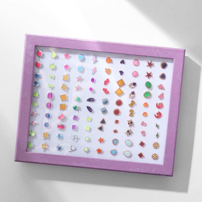 Пусеты в коробке 50 пар «Романтика», цвет МИКС Пусеты в коробке 50 пар «Романтика», цвет МИКС