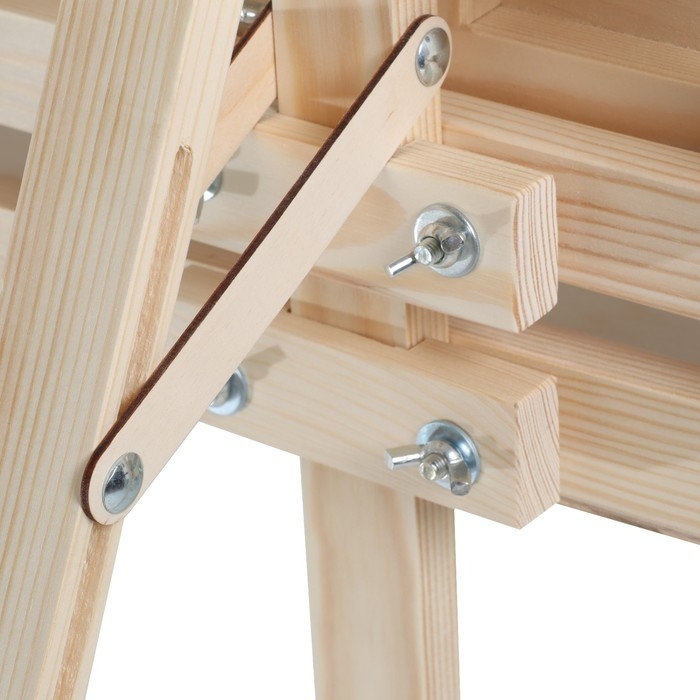 Мольберт тип «Лира» 175 х 62 см, планшет 70 х 50 мм, полка 66 х 12 см, с бегунком, неокрашенное дерево, Calligrata Мольберт тип «Лира» 175 х 62 см, планшет 70 х 50 мм, полка 66 х 12 см, с бегунком, неокрашенное дерево, Calligrata