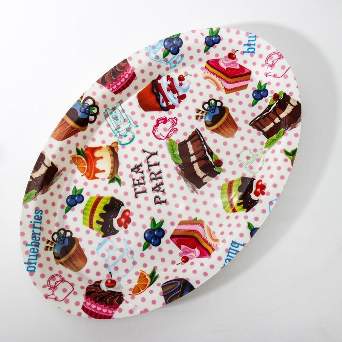 Поднос овальный Доляна «Макаруны», 37×24×3 см, цвет МИКС Поднос овальный Доляна «Макаруны», 37×24×3 см, цвет МИКС