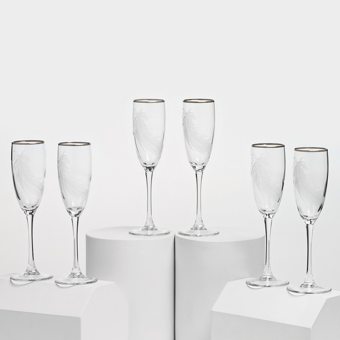 Набор стеклянных бокалов «Перо», 170 мл, 6 шт Набор стеклянных бокалов «Перо», 170 мл, 6 шт