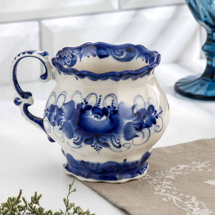 Чайная пара Чайная пара "Элиза", гжель, фарфор, 400 мл, 10х10 см