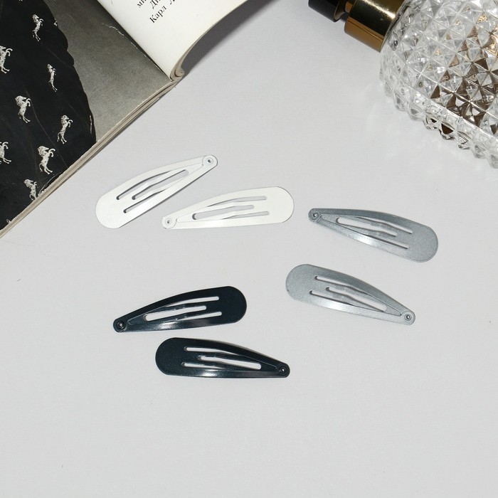 Невидимка для волос Невидимка для волос "Провижн" (набор 6 шт) 5 см, чёрно-белый