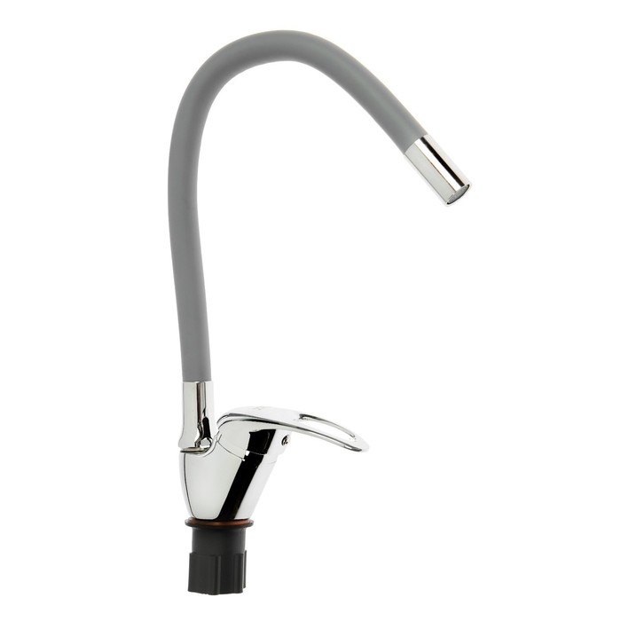 Смеситель для кухни ZEIN Z2075G, силиконовый излив, картридж 40 мм, латунь, серый/хром Смеситель для кухни ZEIN Z2075G, силиконовый излив, картридж 40 мм, латунь, серый/хром