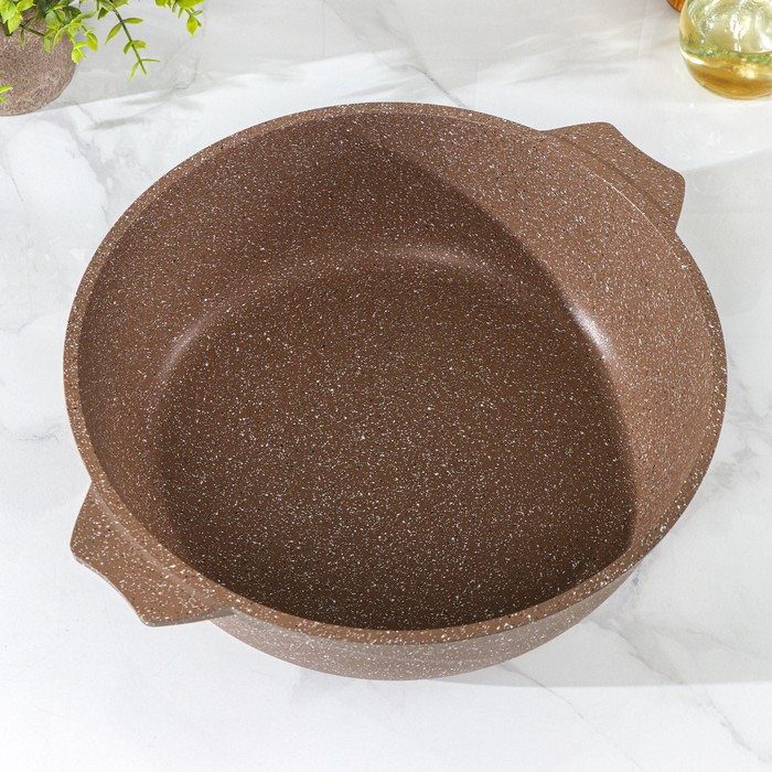 Жаровня «Гранит Brown», 5 л, h=9 см, стеклянная крышка, антипригарное покрытие, цвет коричневый Жаровня «Гранит Brown», 5 л, h=9 см, стеклянная крышка, антипригарное покрытие, цвет коричневый