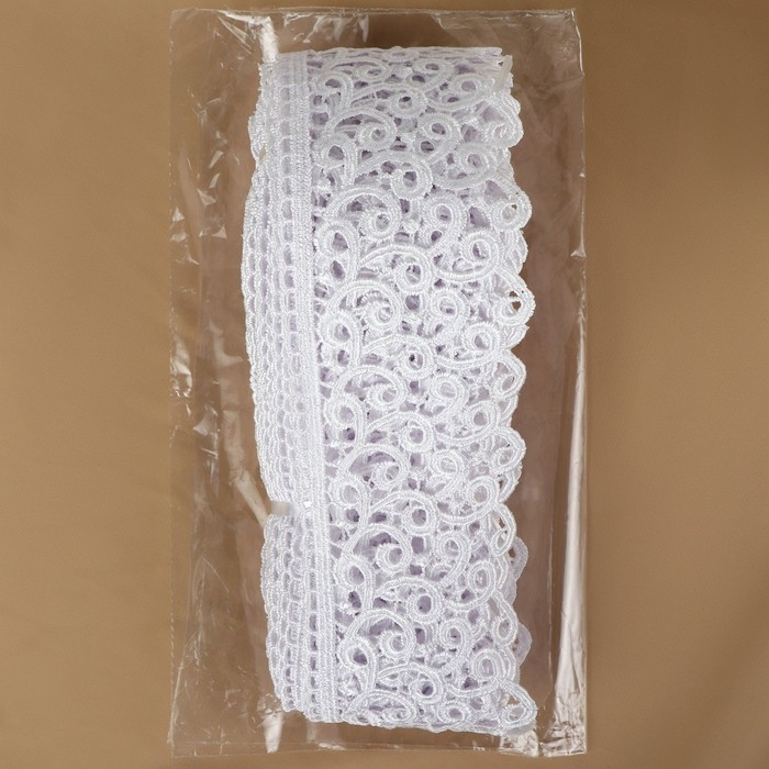 Кружево гипюровое, 78 мм × 11 ± 1 м, цвет белый Кружево гипюровое, 78 мм × 11 ± 1 м, цвет белый
