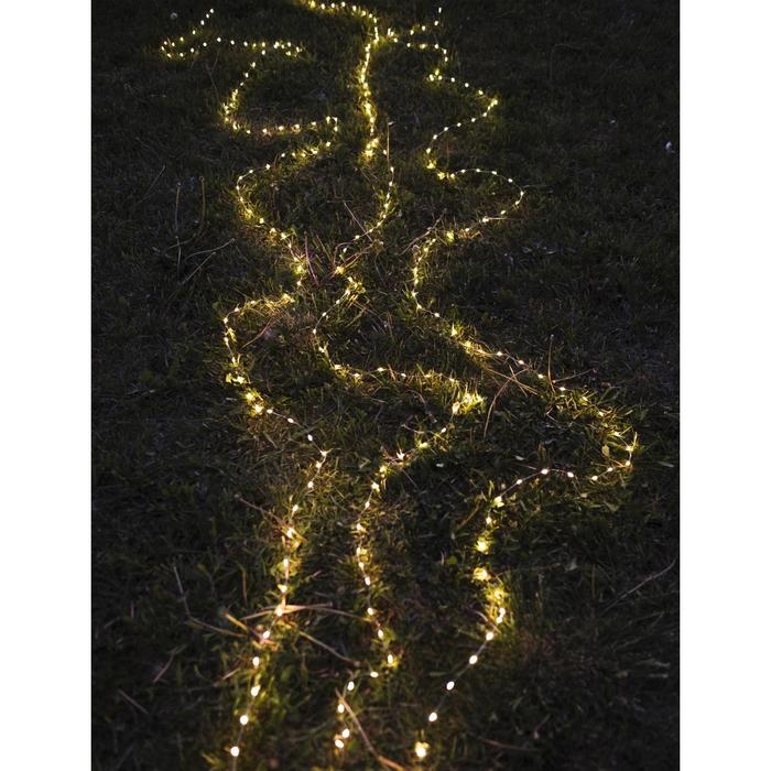 Гирлянда «Нить» 2 м роса, IP20, серебристая нить, 20 LED, свечение тёплое белое, USB