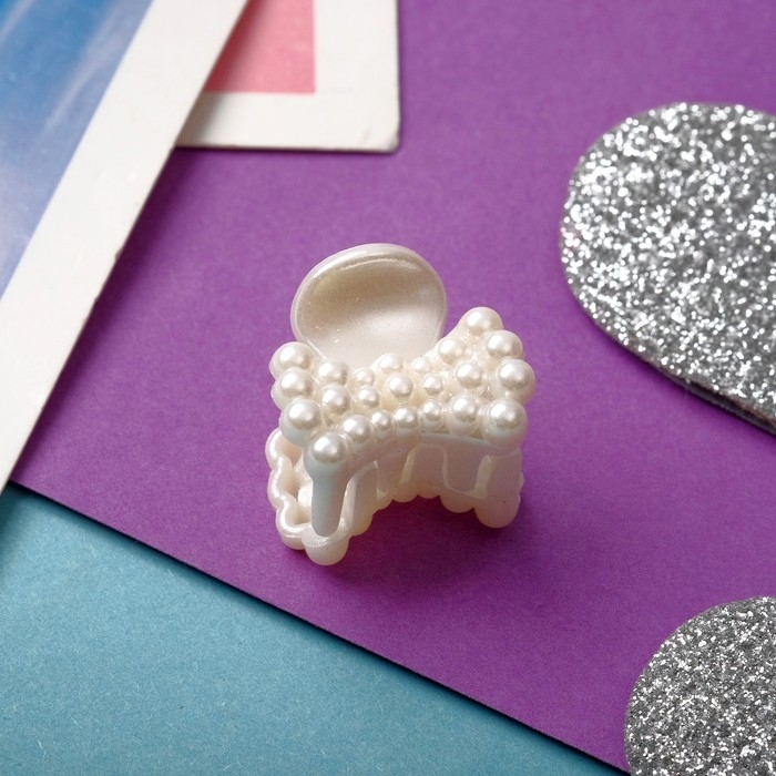 Краб для волос  Краб для волос "Беатрис" (набор 8 шт) бантик, 2 см, белый