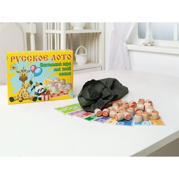 Русское лото  Русское лото "Для всей семьи", 24 карточки, карточка 21 х 8 см, 25 х 19 х 6 см