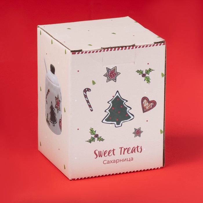Сахарница новогодняя Доляна Sweet Treats, 270 мл, 8,1×10,6 см, керамика, цвет белый Сахарница новогодняя Доляна Sweet Treats, 270 мл, 8,1×10,6 см, керамика, цвет белый