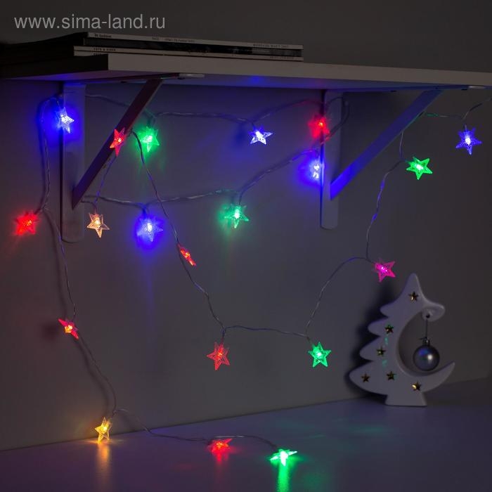 Гирлянда «Нить» 3 м с насадками «Звёзды», IP20, прозрачная нить, 20 LED, свечение мульти (RG/RB), мигание, USB Гирлянда «Нить» 3 м с насадками «Звёзды», IP20, прозрачная нить, 20 LED, свечение мульти (RG/RB), мигание, USB
