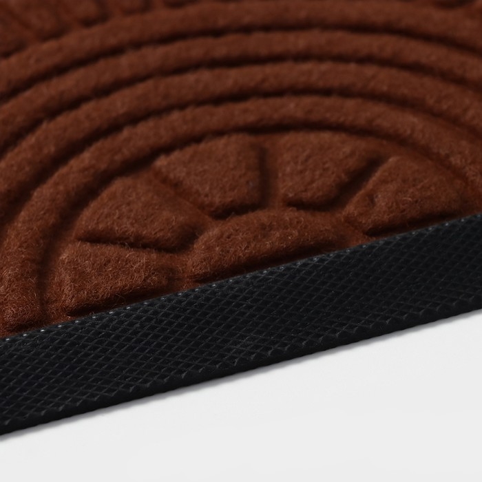 Коврик придверный полукруглый Доляна Welcome арки, 40&times;60 см, с окантовкой, цвет коричневый