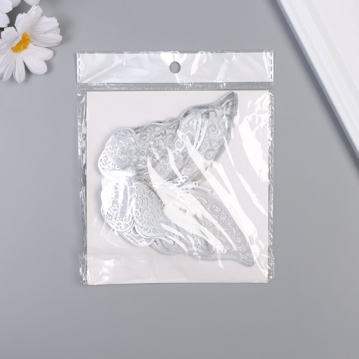 Наклейка бумага, пластик Наклейка бумага, пластик "Цветочные бабочки серебро" блёстки набор 12 шт 12 см, 10 см 8 см 1052426