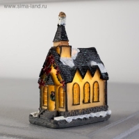 Светодиодная фигура «Дом с башней» 4.5× 8.5 × 6 см, керамика, батарейки AG13х2 ( в комплекте), свечение тёплое белое