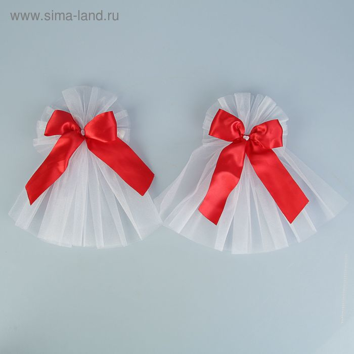 Набор бантов на зеркала из фатина, 2 шт, красный