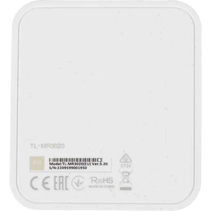 Wi-Fi роутер TP-Link TL-MR3020, 300 Мбит/с, 1 порт 100 Мбит/с, белый Wi-Fi роутер TP-Link TL-MR3020, 300 Мбит/с, 1 порт 100 Мбит/с, белый