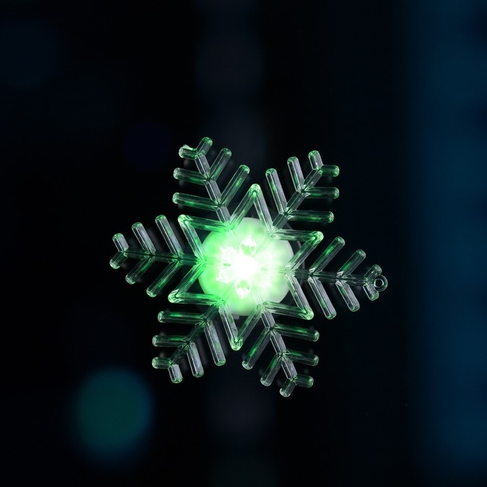 Светодиодная игрушка на липучке «Снежинка» 11 см, батарейки LR44х3 (в комплекте), свечение мульти Светодиодная игрушка на липучке «Снежинка» 11 см, батарейки LR44х3 (в комплекте), свечение мульти