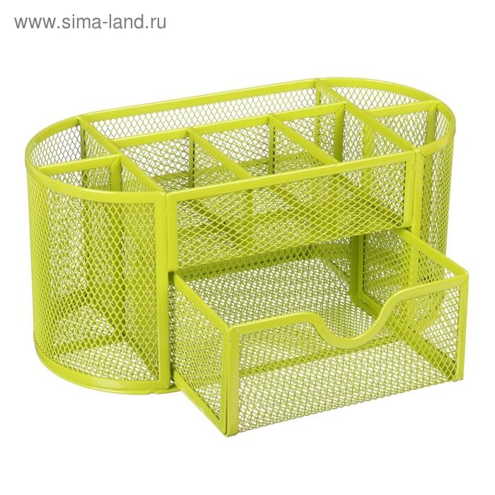 Подставка для канцелярских мелочей 9 отделений, сетка металл, зелёная Подставка для канцелярских мелочей 9 отделений, сетка металл, зелёная