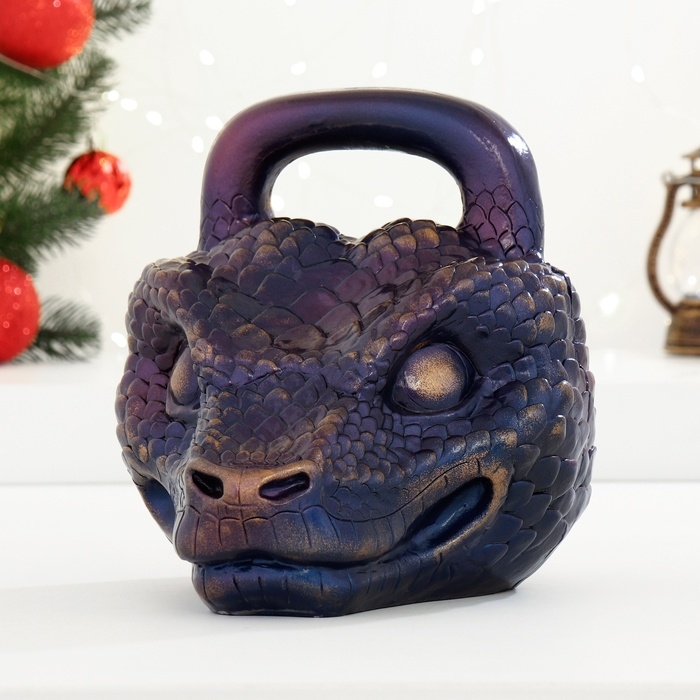 Новый год. Символ 2025. Копилка Новый год. Символ 2025. Копилка "Гиря Змея" синий космос, 20см