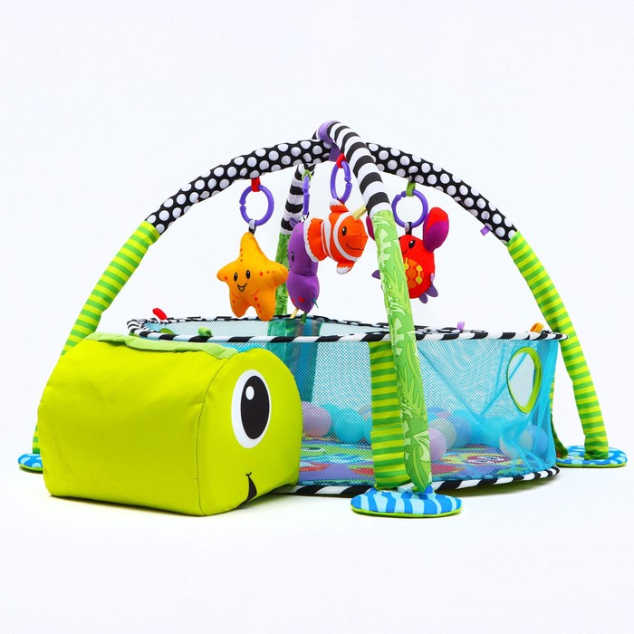 Развивающий коврик 3 в 1 «Черепаха», 68x68 см, 30 цветных шариков, 4 игрушки, Крошка Я Развивающий коврик 3 в 1 «Черепаха», 68x68 см, 30 цветных шариков, 4 игрушки, Крошка Я