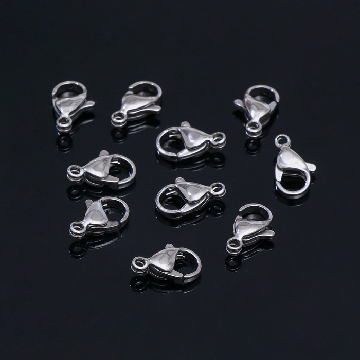 Замок-карабин (набор 10 шт.), 12×7 мм, цвет серебро Замок-карабин (набор 10 шт.), 12×7 мм, цвет серебро