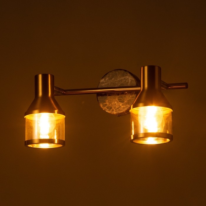 Спот Спот "Никс" 2x40Вт E14 Бронза, черный мрамор 30х18х16см