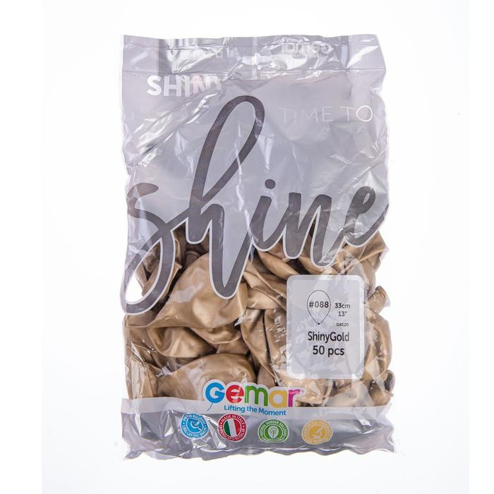 Шар латексный 14" «Хром», набор 50 шт., цвет золотой