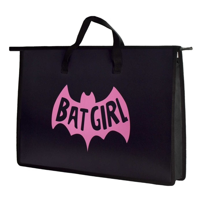 Папка для чертежей и рисунков А3, 450 х 330 х 90 мм, с ручками, пластиковая, молния сверху, Феникс  Папка для чертежей и рисунков А3, 450 х 330 х 90 мм, с ручками, пластиковая, молния сверху, Феникс "Летучая мышь"