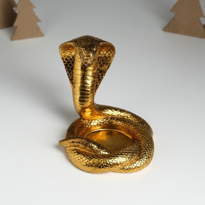 Сувенир полистоун подставка Сувенир полистоун подставка "Королевская кобра" золото 13х11,7х14,3 см
