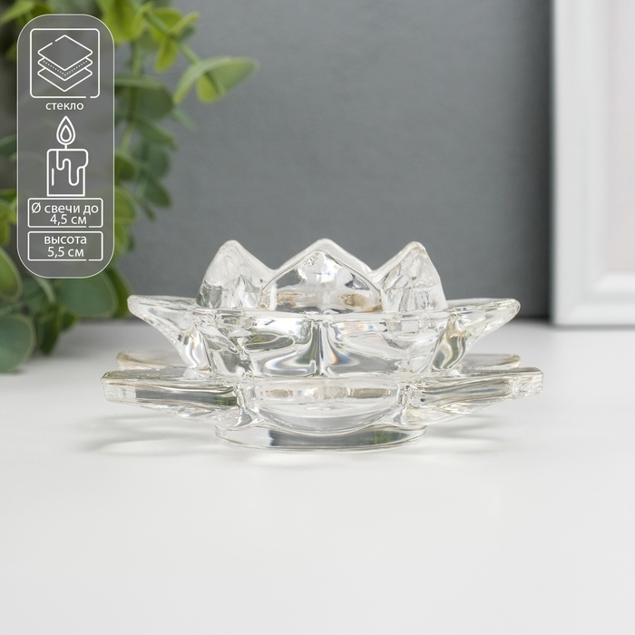 Подсвечник стекло Подсвечник стекло "Лотос" 12х12х5,5 см