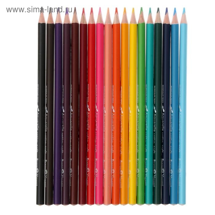 Карандаши акварельные 18 цветов BrunoVisconti Aquarelle, трёхгранные Карандаши акварельные 18 цветов BrunoVisconti Aquarelle, трёхгранные