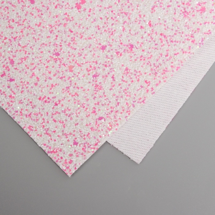 Лист для творчества иск.кожа Лист для творчества иск.кожа "Блёстки" бело-розовый лист 33х20 см толщина 1,6 мм