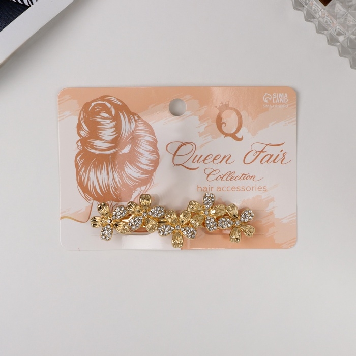 Заколка-автомат для волос Заколка-автомат для волос "Олвен" цветы, 6,5 см, золото